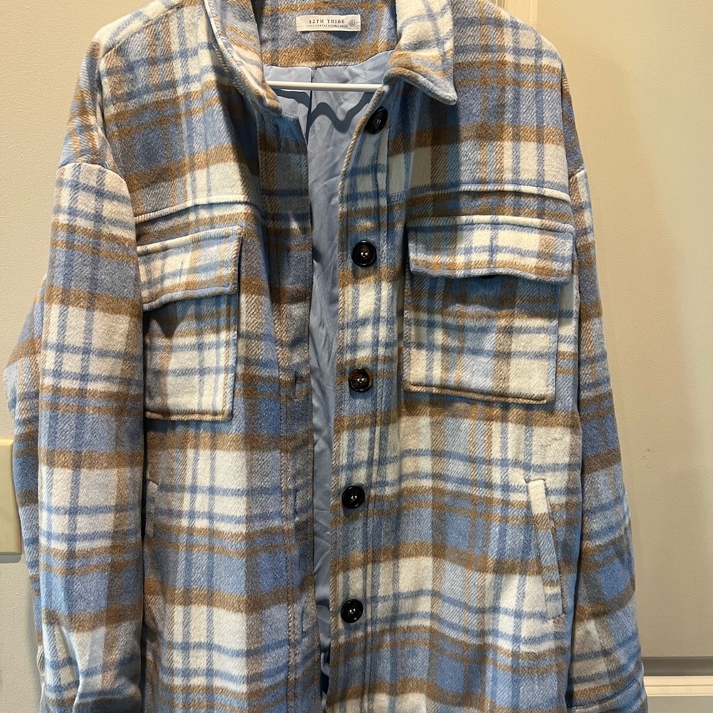 12th Tribe Blue and Brown Lightweight Shirt Jacket